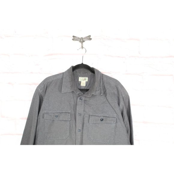 LL Bean Gray Heather Traditional Fit Chamois Collared Warmer Shirt Size XL - Picture 2 of 8